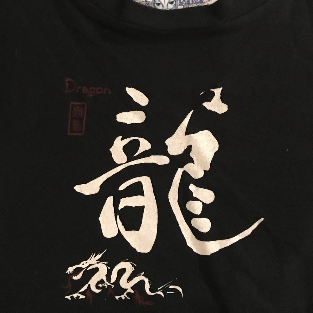Dragon print Japanese Kanji Bamboo Organic Tshirt